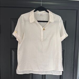 CALVIN KLEIN Women's Cream Blouse Petite large